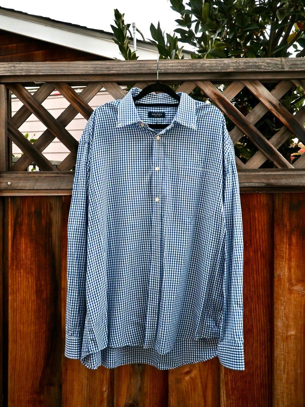 Men’s Nautica Blue & White Gingham Dress Shirt